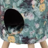 Intratuin Pouf mit Katzenkörbchen Blumenprint D 35 H 42 cm| Poufs|Katzenbetten & -Körbe