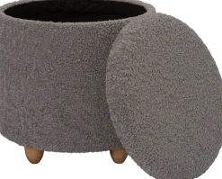Intratuin Pouf Onne met Stauraum hellgrau D 40 H 40 cm| Poufs