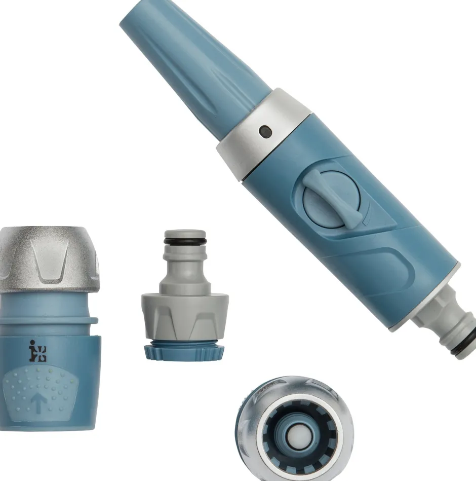 Intratuin Premium Gartenschlauch Anschlussset 4-teilig grau/blau| Gießen & Bewässerung|Gartenspritzen & Gartenbrausen