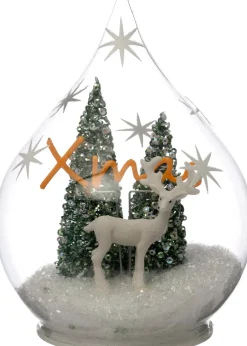 Intratuin Schneekugel transparent mit Beleuchtung D 12,5 H 16 cm| Weihnachtsfiguren & -Objekte