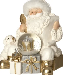 Intratuin Schneekugel Weihnachtsmann Miriam gold/weiß 14 x 12 x 14 cm| Weihnachtsfiguren & -Objekte