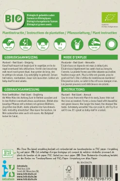 Intratuin Senf (Sinapis alba 'Red Giant') (BIO) Samen| Kräutersamen|Saatgut