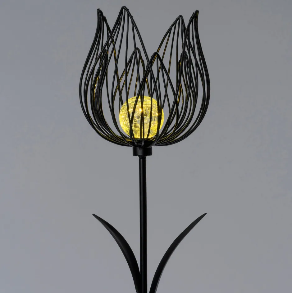 Intratuin Solar Gartenstecker Blume schwarz D 19 H 105 cm| Gartenstecker|Solar Gartenleuchten