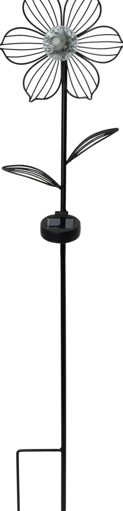 Intratuin Solar Gartenstecker Lotus schwarz 23 x 11,5 x 101 cm| Gartenstecker|Solar Gartenleuchten