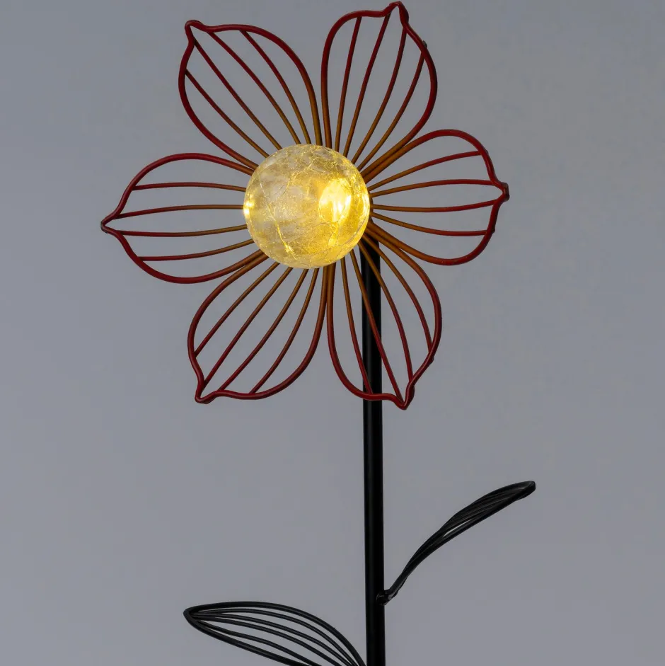 Intratuin Solar Gartenstecker Lotus orange 23 x 11,5 x 101 cm| Gartenstecker|Solar Gartenleuchten