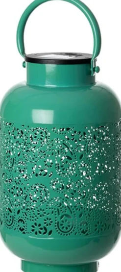 Intratuin Solar Laterne London grün D 16 H 27,5 cm| Solar Gartenleuchten|Tischleuchten