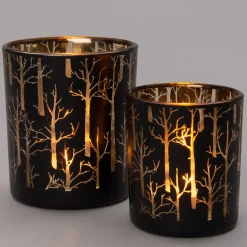 Intratuin Teelichthalter Bäume Henna schwarz D 7 H 8 cm| Teelichthalter