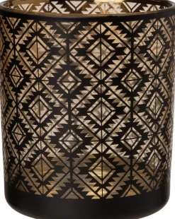 Intratuin Teelichthalter Rauten Noah schwarz D 7 H 8 cm| Teelichthalter