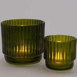 Intratuin Teelichthalter Ties grün D 9 H 8 cm| Teelichthalter