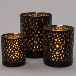 Intratuin Teelichthalter Stern Marijne schwarz D 10 H 12,5 cm| Teelichthalter