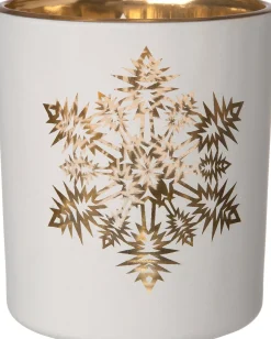 Intratuin Teelichthalter Schneeflocke Anton weiß D 7 H 8 cm| Teelichthalter