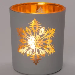 Intratuin Teelichthalter Schneeflocke Anton weiß D 7 H 8 cm| Teelichthalter