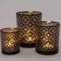 Intratuin Teelichthalter Rauten Noah schwarz D 10 H 12,5 cm| Teelichthalter