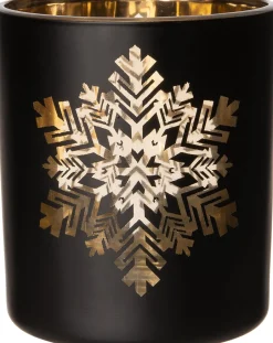 Intratuin Teelichthalter Schneeflocke Anton schwarz D 7 H 8 cm| Teelichthalter
