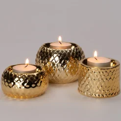 Intratuin Teelichthalter gold 6,5 x 6,5 x 4,7 cm| Teelichthalter