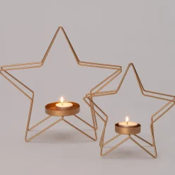 Intratuin Teelichthalter Stern gold 25 x 10 x 25,5 cm| Teelichthalter