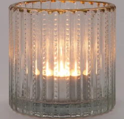 Intratuin Teelichthalter Helder Streifen D 7 H 6,8 cm| Teelichthalter