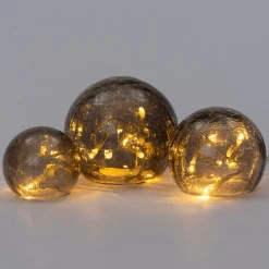 Intratuin Tischleuchte Kugel grau D 8 / 10 / 12 cm 3 St.| Weihnachtsleuchten