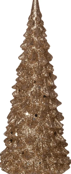 Intratuin Tischleuchte Weihnachtsbaum gold mit 1 LED warmweiß 7,5 x 7,5 x 17 cm| Weihnachtsfiguren & -Objekte