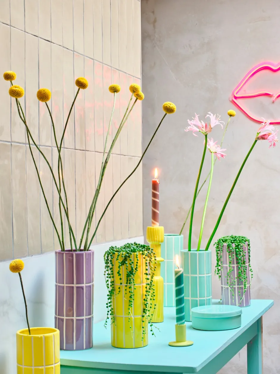 Intratuin Vase Menno lila D 10,5 H 23 cm| Vasen & Krüge|Blumentöpfe & Pflanzgefäße