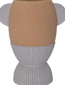 Intratuin Vase mit Fuß Jill grau / braun 23 x 16,5 x 28,5 cm| Vasen & Krüge|Blumentöpfe & Pflanzgefäße