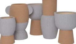 Intratuin Vase mit Fuß Jill grau / braun 15,5 x 15,5 x 32 cm| Vasen & Krüge|Blumentöpfe & Pflanzgefäße