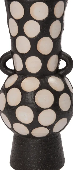 Intratuin Vase mit Fuß Pygros schwarz / beige D 17 H 38 cm| Vasen & Krüge|Blumentöpfe & Pflanzgefäße