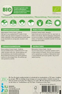 Intratuin Wassermelone Samen (Citrullus lanatus 'Crimson Sweet') (BIO) Samen| Obstsamen|Saatgut