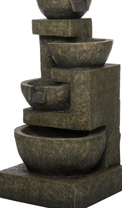 Intratuin Wasserspiel 4 Schalen mit LED-Beleuchtung 40 x 40 x 82 cm| Gartenbrunnen & Wasserspiele