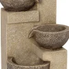 Intratuin Wasserspiel Tani beige / grau 25 x 25 x 55 cm| Gartenbrunnen & Wasserspiele