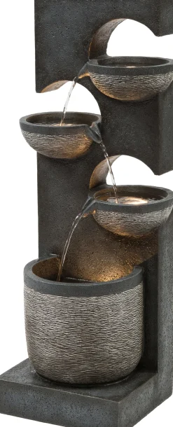 Intratuin Wasserspiel Zierbrunnen anthrazit 41,5 x 33 x 104 cm| Gartenbrunnen & Wasserspiele