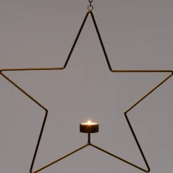 Intratuin Weihnachtsbaumschmuck Stern Maurice gold 39 x 4,5 x 38,5 cm| Teelichthalter|Weihnachtsdeko Zum Aufhängen