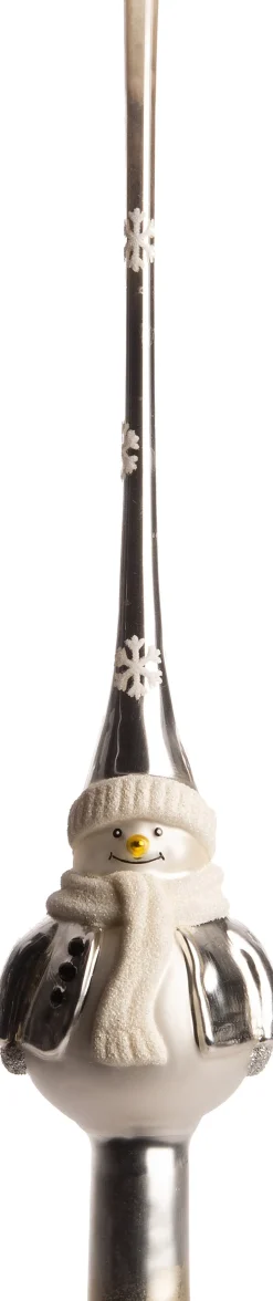 Intratuin Weihnachtsbaumspitze silber/weiß D 5,5 H 26 cm| Weihnachtsbaumspitzen