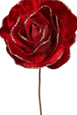 Intratuin Weihnachtsblume Rose rot D 20 H 11 cm| Weihnachtszweige & -Blumen