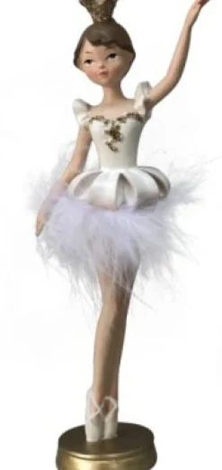 Intratuin Weihnachtsdeko Ballerina gold/weiß 7,3 x 4 x 17 cm| Weihnachtsfiguren & -Objekte