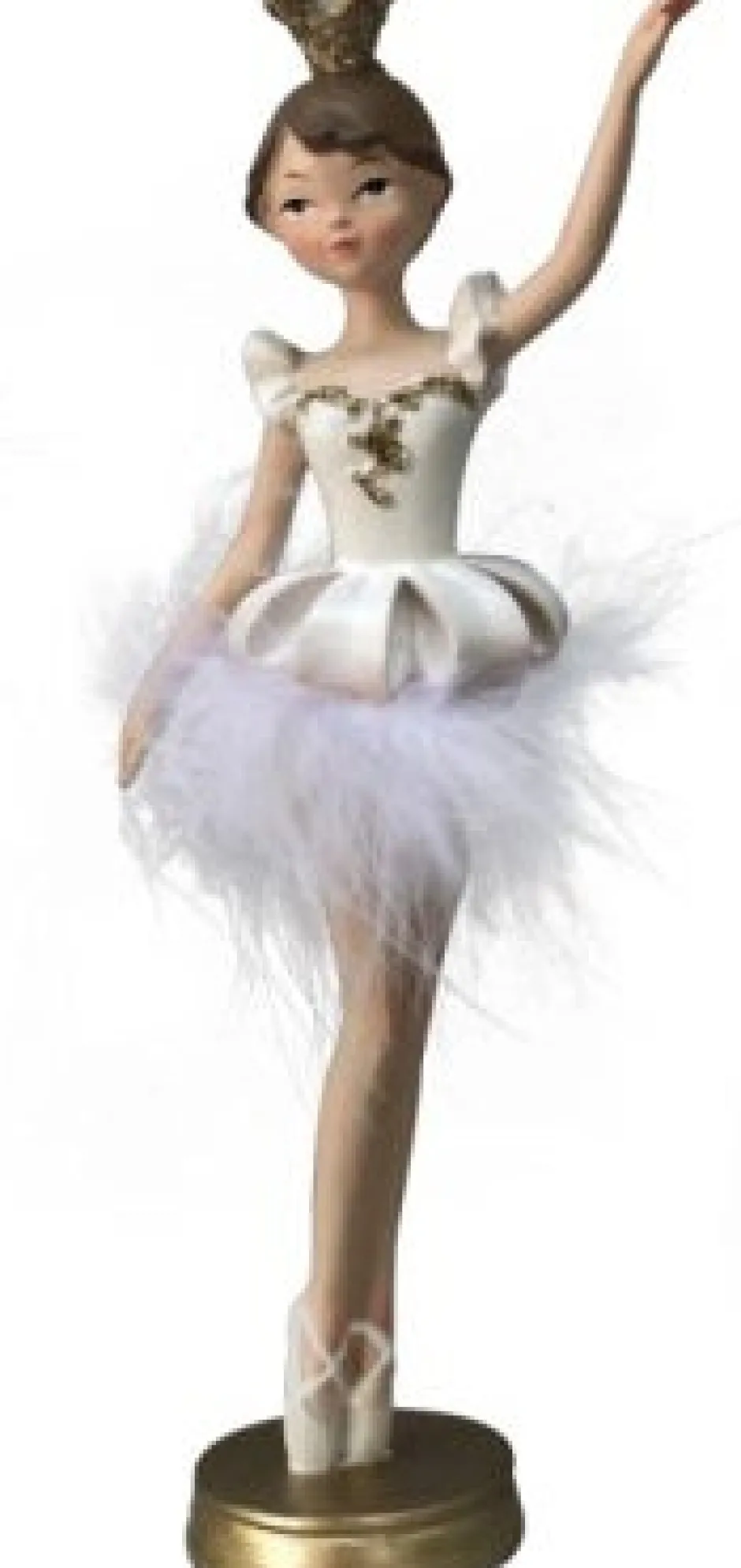 Intratuin Weihnachtsdeko Ballerina gold/weiß 7,3 x 4 x 17 cm| Weihnachtsfiguren & -Objekte