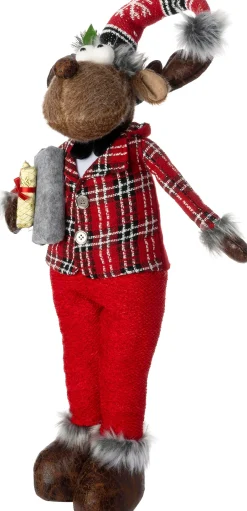 Intratuin Weihnachtsdeko Rentier Robin braun / rot 23 x 18 x 80 cm| Weihnachtsfiguren & -Objekte