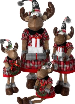 Intratuin Weihnachtsdeko Rentierfrau Robin braun / rot 20 x 14 x 64 cm| Weihnachtsfiguren & -Objekte