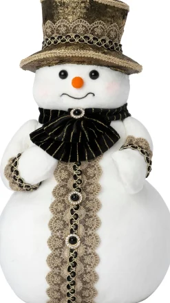 Intratuin Weihnachtsdeko Schneemann Timun weiß / gold 22 x 20 x 39 cm| Weihnachtsfiguren & -Objekte