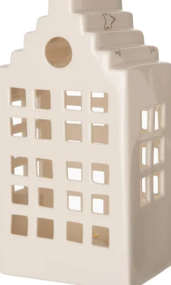 Intratuin Weihnachtsdeko Häuschen creme LED warmweiß 9,5 x 7,8 x 18,5 cm| Weihnachtsleuchten