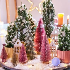 Intratuin Weihnachtsdeko Baum 7 x 7 x 15 cm rosa| Weihnachtsfiguren & -Objekte