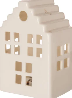 Intratuin Weihnachtsdeko Häuschen creme LED warmweiß 6,8 x 5,5 x 10,2 cm| Weihnachtsleuchten