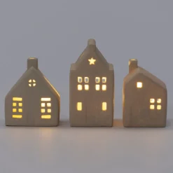 Intratuin Weihnachtsdeko Häuschen Ole grau mit Beleuchtung 8 x 7,5 x 15 cm| Weihnachtsleuchten