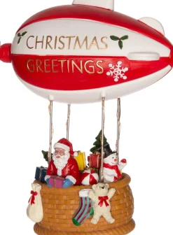 Intratuin Weihnachtsdorf Miniatur-Zeppelin mit Weihnachtsmann 23 x 12 x 18 cm| Weihnachtsdorf Figuren & Objekte