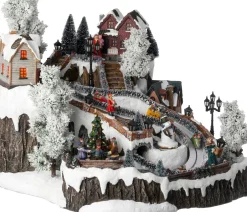 Intratuin Weihnachtsdorf Winterdorf mit Bobbahn 38 x 43,5 x 35 cm| Weihnachtshäuschen