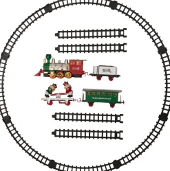 Intratuin Weihnachtsdorf Zug Set rot / grün 64,5 x 7 x 27,5 cm 16-teilig| Weihnachtsdorf Sets