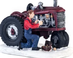 Intratuin Weihnachtsdorf Figur Mann mit Traktor 9 x 6 x 6 cm| Weihnachtsdorf Figuren & Objekte