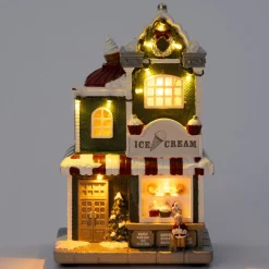 Intratuin Weihnachtsdorf Miniatur Eisladen 14,5 x 11 x 24 cm| Weihnachtshäuschen