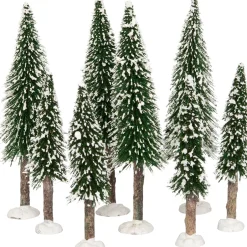 Intratuin Weihnachtsdorf Deko-Tannenbäume mit Schnee 8 St.| Weihnachtsdorf Figuren & Objekte