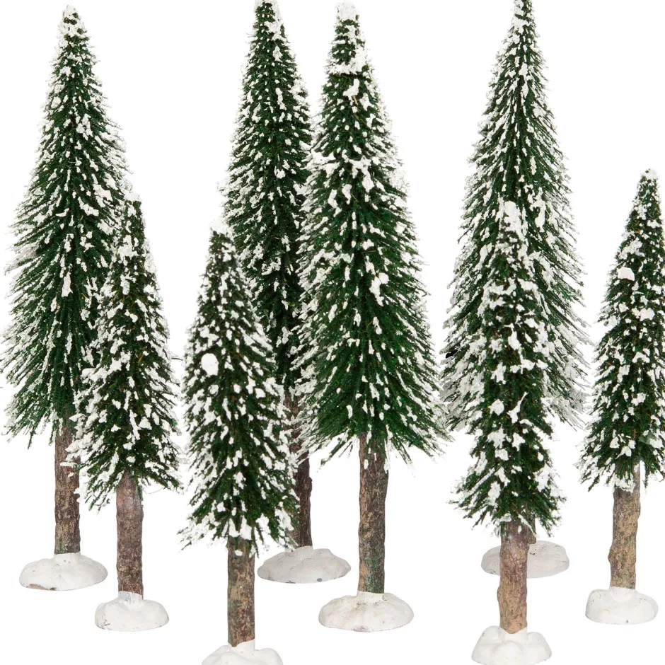 Intratuin Weihnachtsdorf Deko-Tannenbäume mit Schnee 8 St.| Weihnachtsdorf Figuren & Objekte